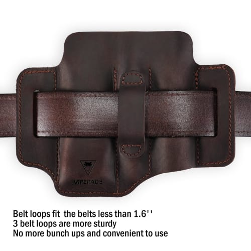 VIPERADE PJ29 Belt Multi-Tool Sheath, Men's Leather EDC Pocket Organizer, EDC Leather Sheath, Leatherman Sheath with Pen Holder and Key Fob (Brown)