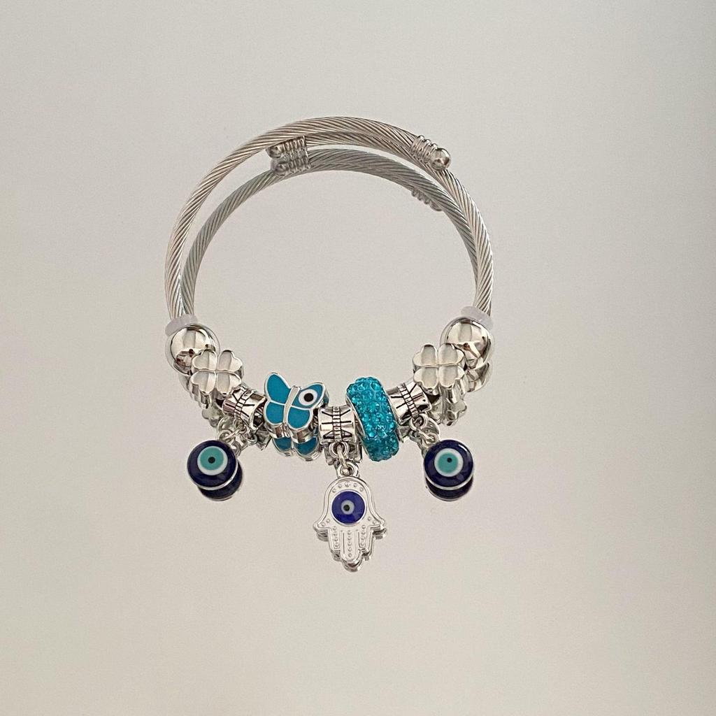 Panjia Dora Women's Stainless Steel Beaded Bracelet - European American Versatile Luxury Jewelry