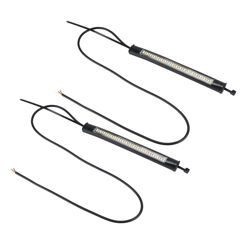 A28G-Flexible Switchback Dual-Color White & Amber Motorcycle LED Fork Turn Signal DRL Daytime Running Light Waterproof