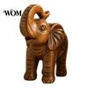 Traditional Chinese Craft Elephant Figurine Ornament, Resin Wood Grain Statue, Auspicious Entryway Decorative Accent Animal Sculpture for Home Office
