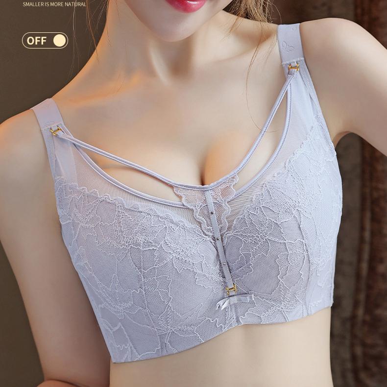 Thin Bra Women's Strapless Full Cup Soft Steel Ring Bra Adjustable Plus Size Bra Gathered and Gathered Accessory Bra
