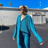 European & American Women's Solid Color Drape Pleated Casual Two-Piece Set - 2025 Spring/Autumn Collection