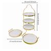 Ceramic Dessert Display with Gold Metal Frame Glossy for Afternoon Tea, Weddings