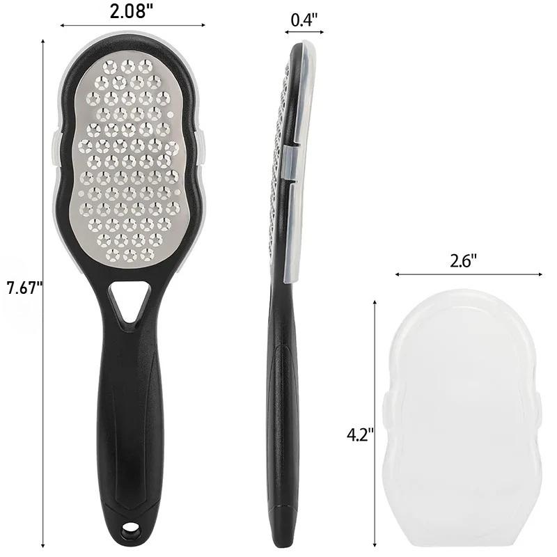1pc Professial Heavy-Duty Stainless Steel Painless Foot File Remover with Splash Guard Handle Suitable for Care Cracked Heel