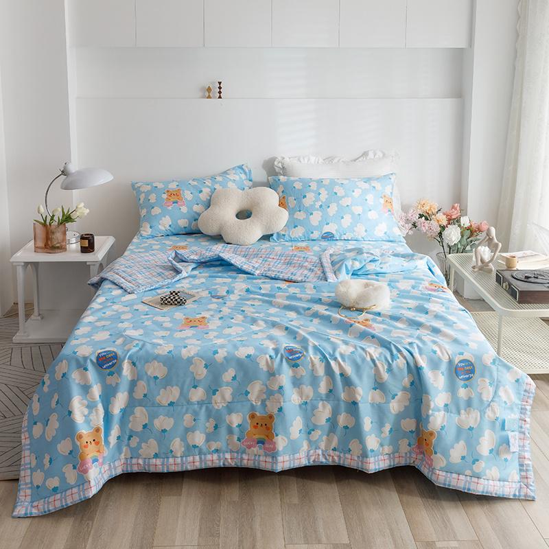 Bohemian Style Flower Leaves Summer Quilt 100% Cotton Skin-friendly Soft Breathable Air Conditioning Thin Quilt Machine Washable
