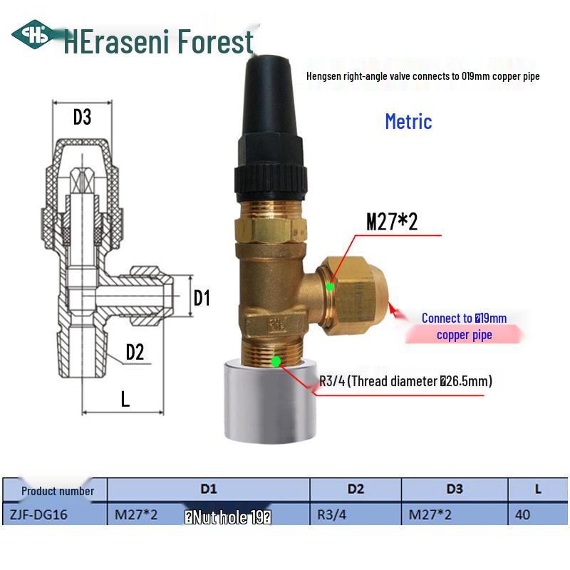 Refrigeration Equipment Right Angle Copper Valve: 6-19 Manual Stop Valve for Air Conditioning Liquid Storage
