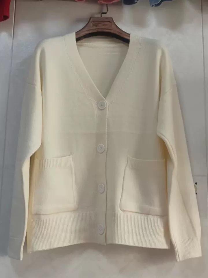 2023 Women's Solid Color Knitted Cardigan: Korean Style Loose, Fashionable, Lazy Fit for Spring & Autumn