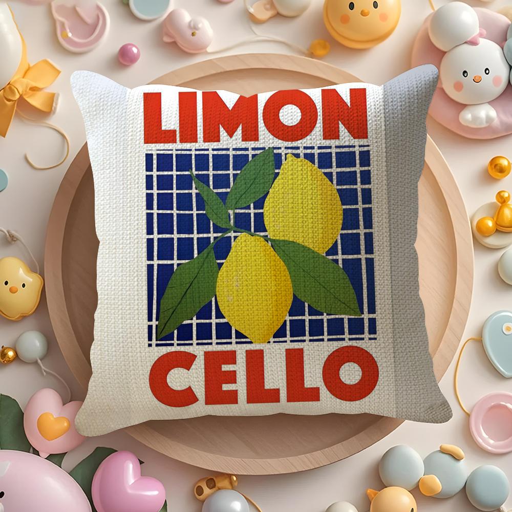 Drink Wine L-Limoncello Lemon Drop Pillow Case Sofa Living Room Bedroom Headboard Backrest Cushion Square Cushion