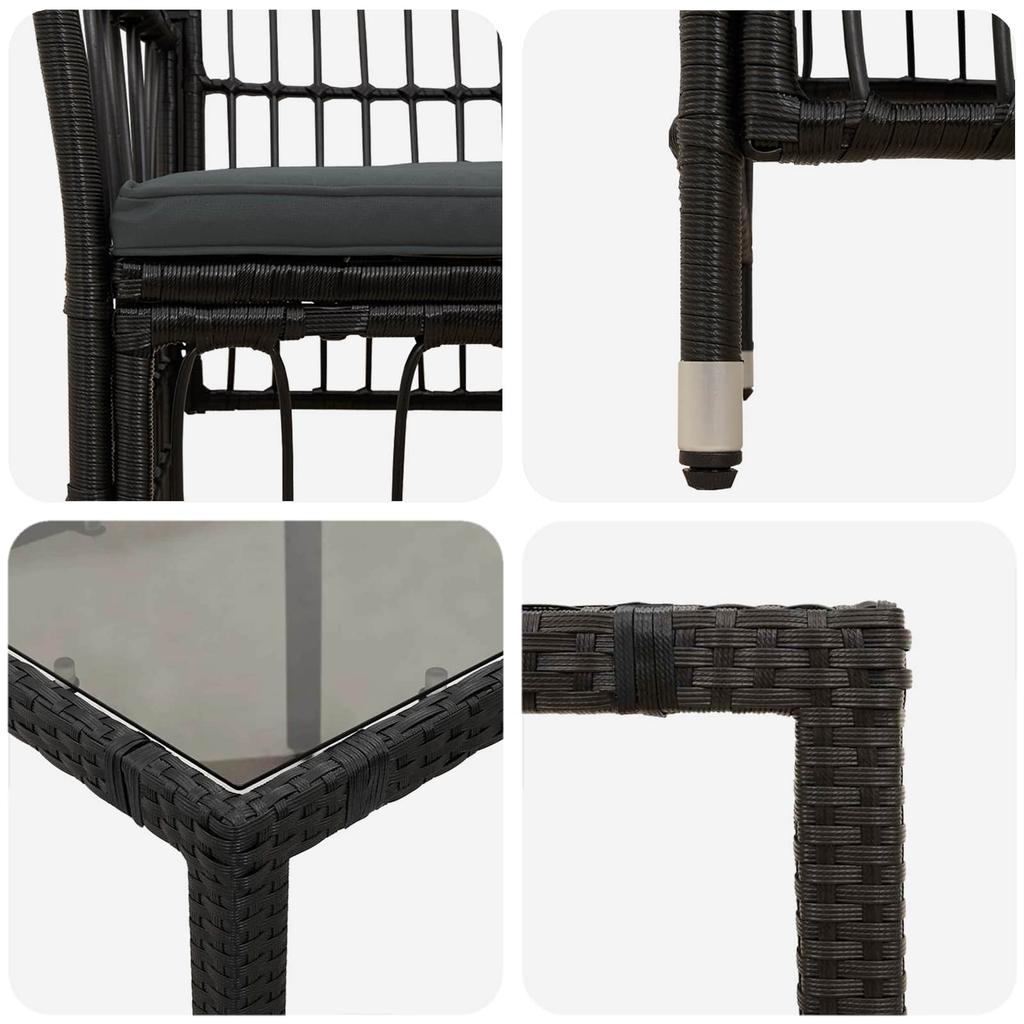 Outdoor Dining Set 5 Pcs Black Poly Rattan