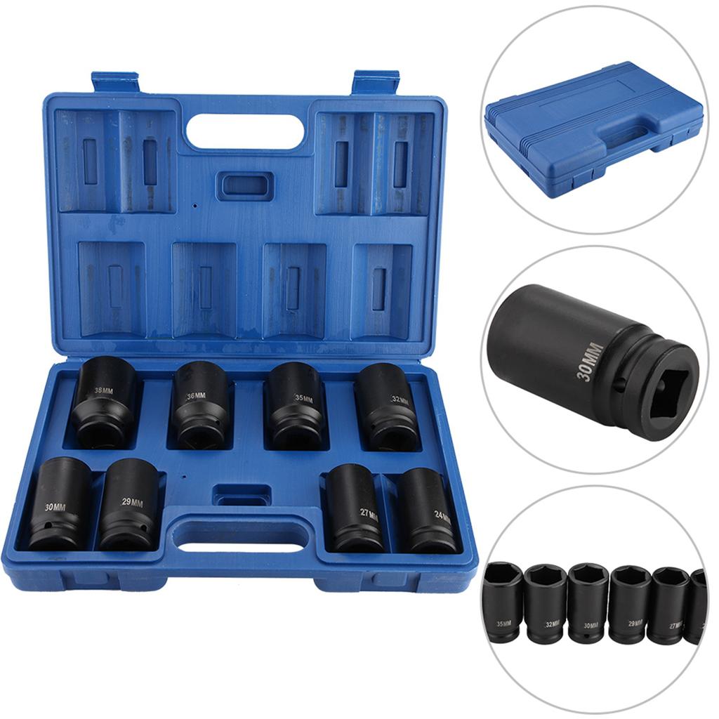 8pcs 3 4 Inch Durable Drive Deep Impact Socket Set 24‑38mm