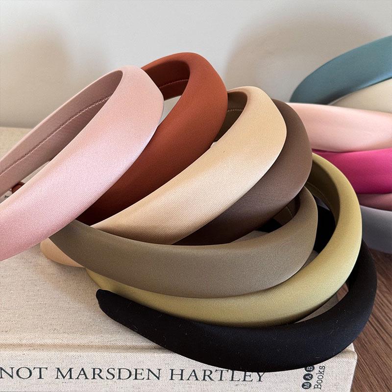Elegant Textured High Crown Headband for Women - Solid Color Sponge Hair Accessory