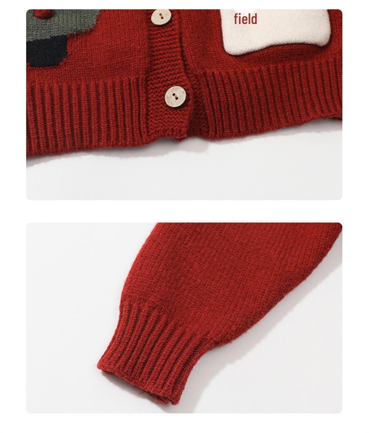 2025 Girls' Fashionable Cartoon Cardigan Sweater, Korean Style, Lace Trim for Spring and Autumn.