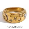 MamacitaSlay Stainless Steel 18K Gold Plated Sun Moon Stars Ring 2025 New Design Waterproof Jewelry Women's Charm Finger Jewelry