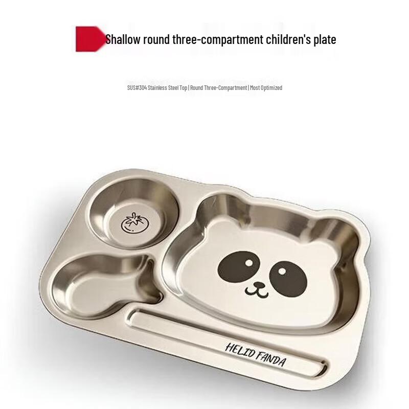 Xinyichu 304 Stainless Steel 3-Compartment Kids Plate