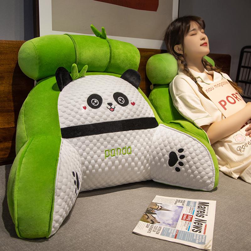 Cartoon Panda Lumbar Pillow - Soft Back Support Cushion for Bed or Sofa