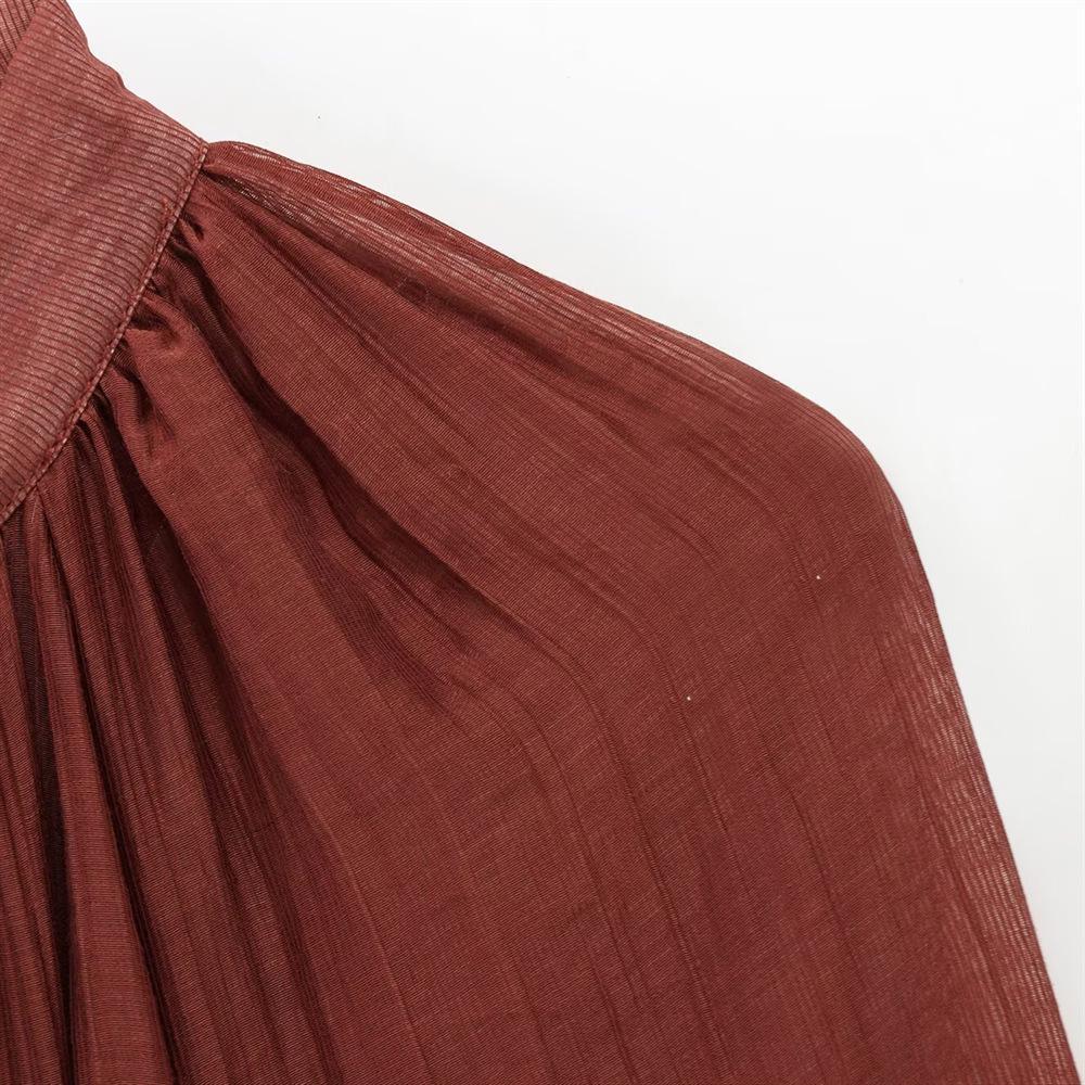 Spring 2025 Women's Elegant Slim Tie-Waist Ruffle Dress
