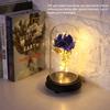 24K Vergoldete Rosenblume LED-Licht mit Glaskuppel-Basis Valentinstag Hochzeitsgeschenk Blau