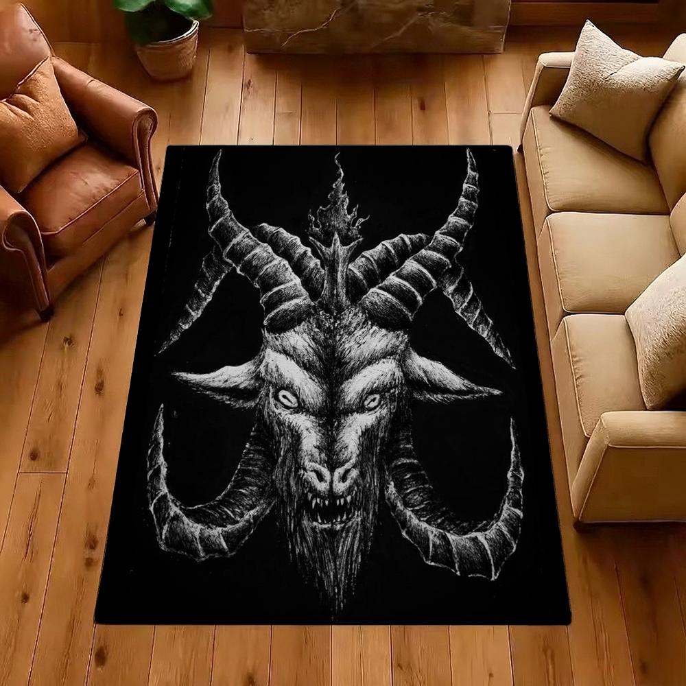 Dark Occult Baphomet Pentagram Art Indoor Rug Thick Nonslip Carpet For Hallway Doorway Kitchen Home Decor Birthday Gift