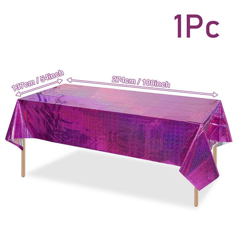 Iridescence Laser Aluminum Film Tablecloth Table Cover Happy Birthday Party Decortion Kids Baby Shower Decor Tablecloth Supplies