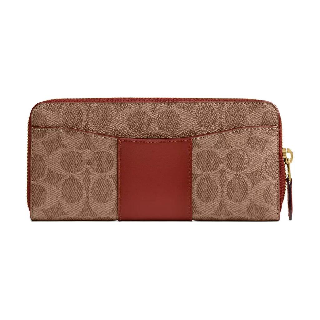 Coach Billetera Esencial con Cremallera y 20 Logos Metálicos en Lona Recubierta y Piel de Ternera Unisex Marrón Latón CS031-B4NQ4