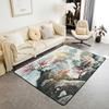 Japanese Ukiyo-e Great Wave Crane & Cherry Blossom Print Area Rug, Non-Slip Floor Mat for Living Room Bedroom Home Decor Carpet