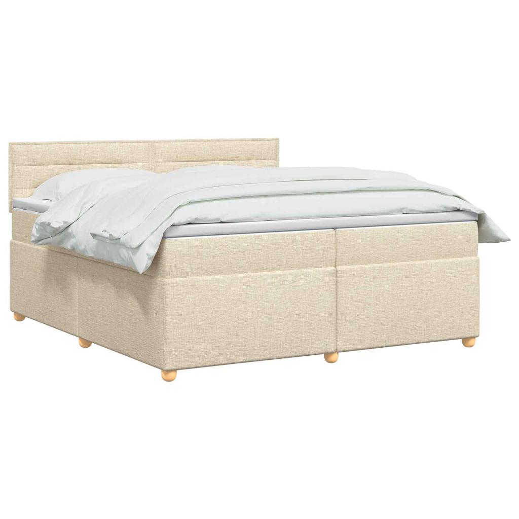 Box Spring Bed with Mattress Cream 200 x 200 cm Fabric
