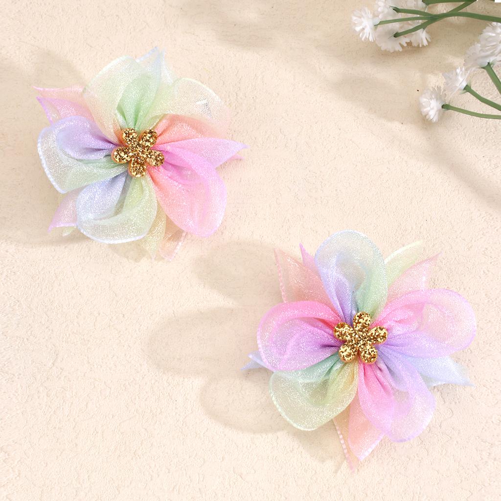 2ks/sada Duhové Květinové Sponky do Vlasů Pro Dívky Módní Flitrové Sponky do Vlasů Dětské Roztomilé Sponky Dětské Butikové Vlasové Doplňky Dárek