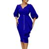 Large Size Women's Clothing Autumn and Winter V-neck Long-sleeved Top, Hip Skirt, Two-piece Set