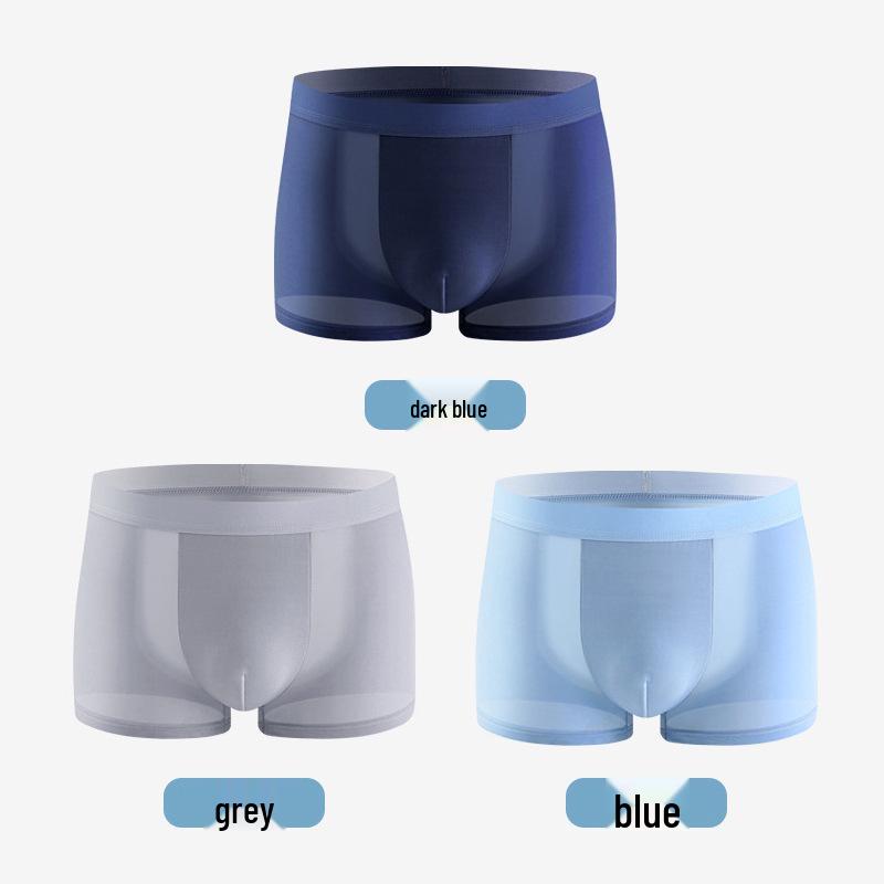Men's Ice Silk Antibacterial Boxer Briefs - Comfortable, Breathable Underwear for Summer