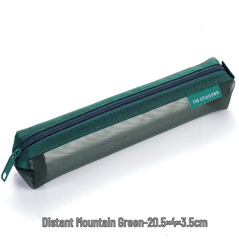 Retro Multi-Color Mesh Pencil Case: Portable, Multifunctional Storage for Students