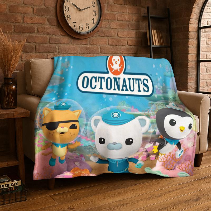 Cute Cartoon The Octonauts Barnacles Flannel Blanket Soft Warm Throw Blanket for Bedroom Living Room Bed Travel Picnic Gift 75x90cm