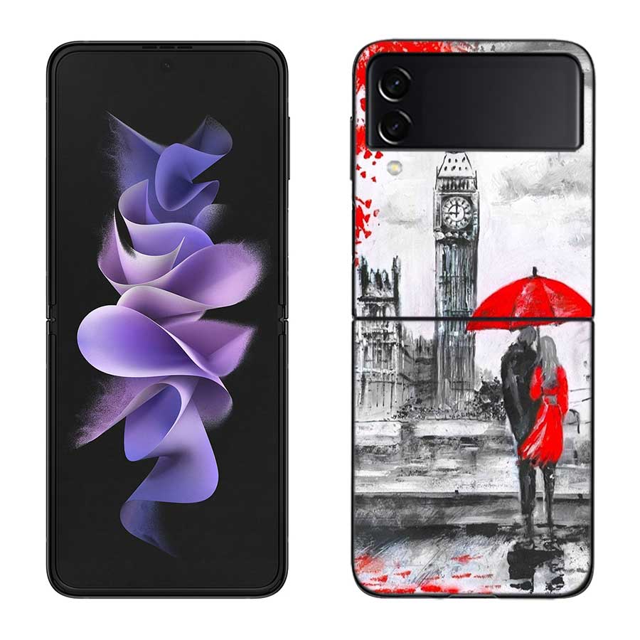 Artist London Painting Oil Painting Case For Samsung Z Flip 6 5G Galaxy Z Flip 5 4 3 5G Black Hard Cell Phone Cover Luxury PC Sh