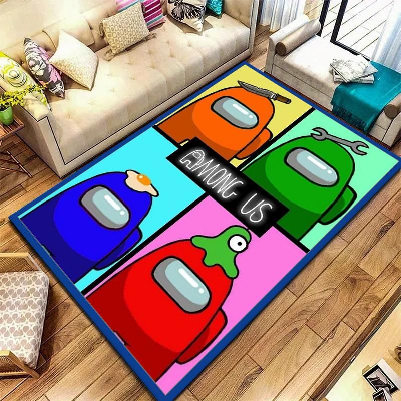 Tappeto Among Us per Soggiorno Camera da Letto Casa Decorazione Divano, Tappetino Antiscivolo per Giochi Bambini