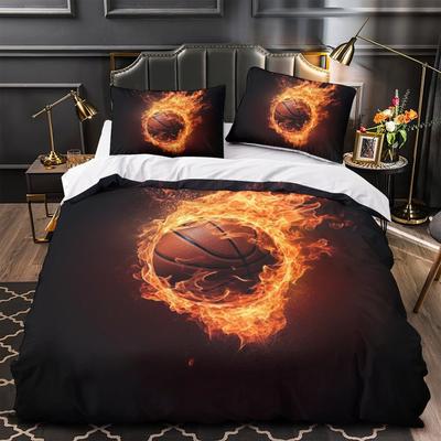 3D Digital Printing Fireball Series Quilt Cover Pillowcase Two Or Three Piece Set Polyester Grinding