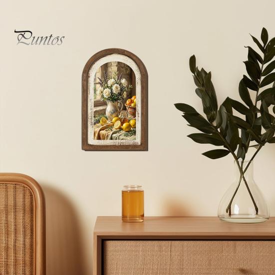 Nordische Heimwanddekoration Zitrone Bogenkunstdekor, Pastorale Blumen Holzschild, Einweihungsgeschenk für neuen Stil Küche Schlafzimmer Wohnzimmer