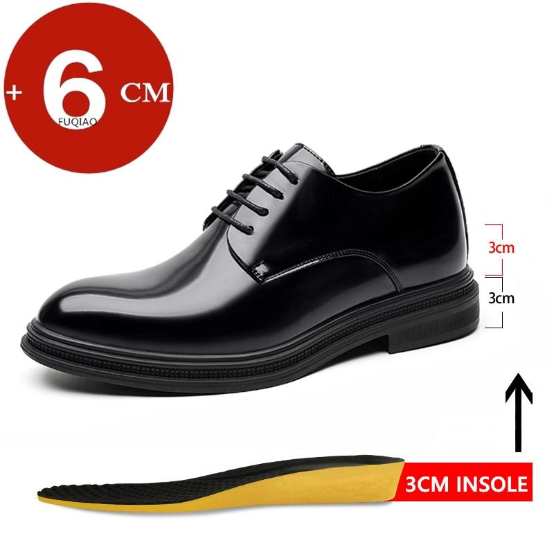 6/8cm Classic Men Derby Shoes Platform Height Increase Dress Shoes Formal Business Elevator Shoes British Wedding Suit Shoes