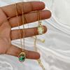 Vintage Vintage Irregular Personality Oval Shell Necklace Copper Plated Real Gold Sweater Chain 18K Gold