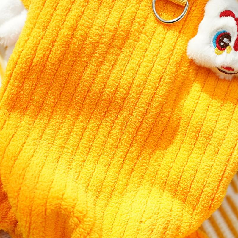 Warm Winter Pet Jumpsuit Small Dogs Cats - Thick Fleece-Lined 4-Legged Outfit In Lion Design