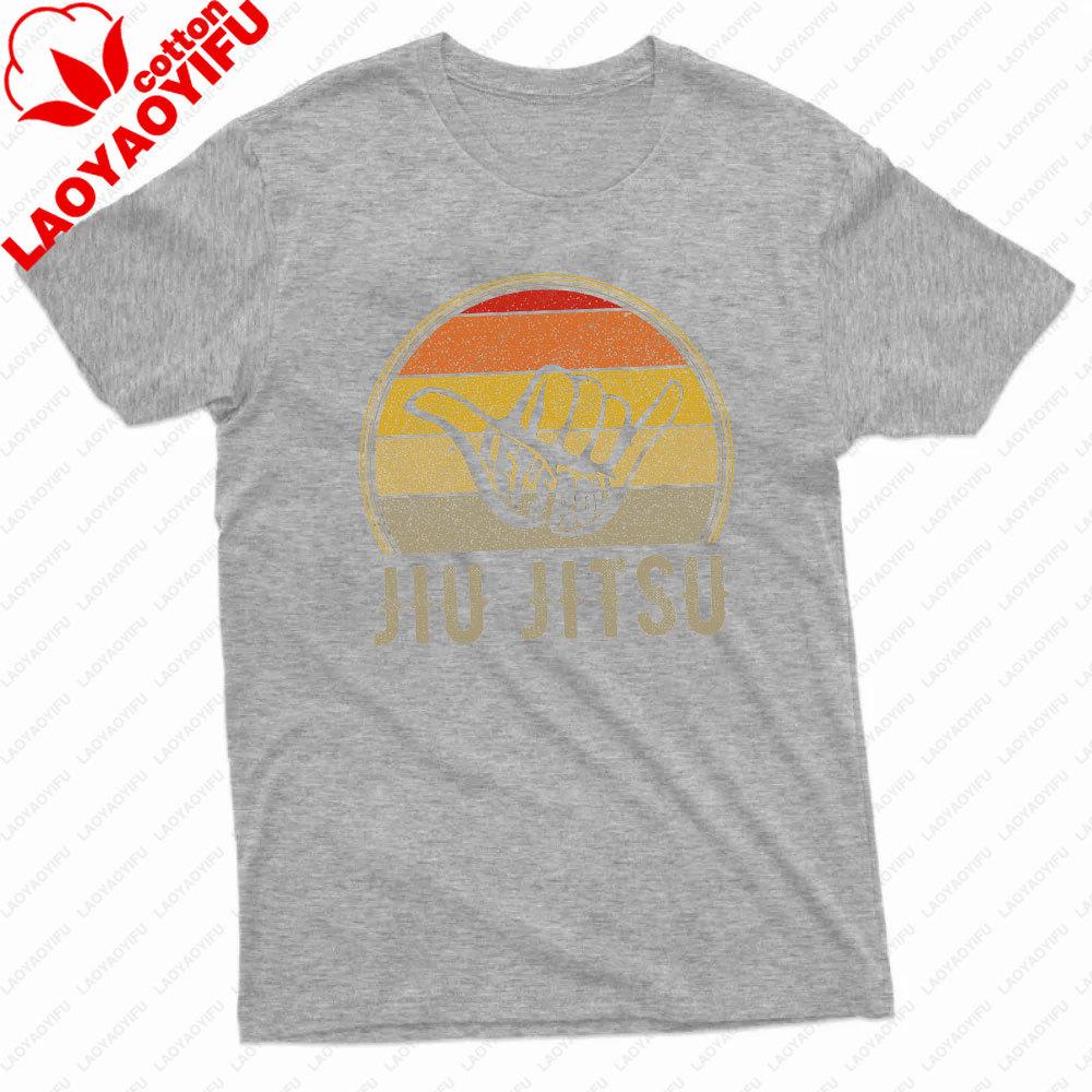 

Lets Roll Jiu Jitsu Mens Cotton TShirt Vintage Sunset Graphic Print Casual Short Sleeve Combat Sports Tee Tops Streetwear 3XL