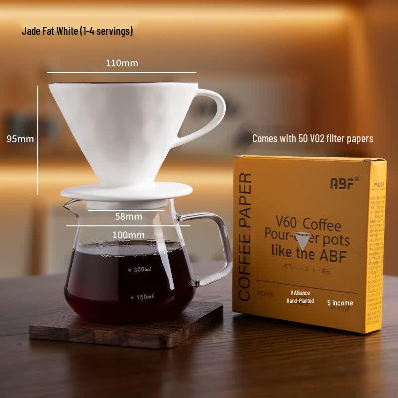 Qiwei Ceramic V60 Pour-Over Coffee Dripper Set