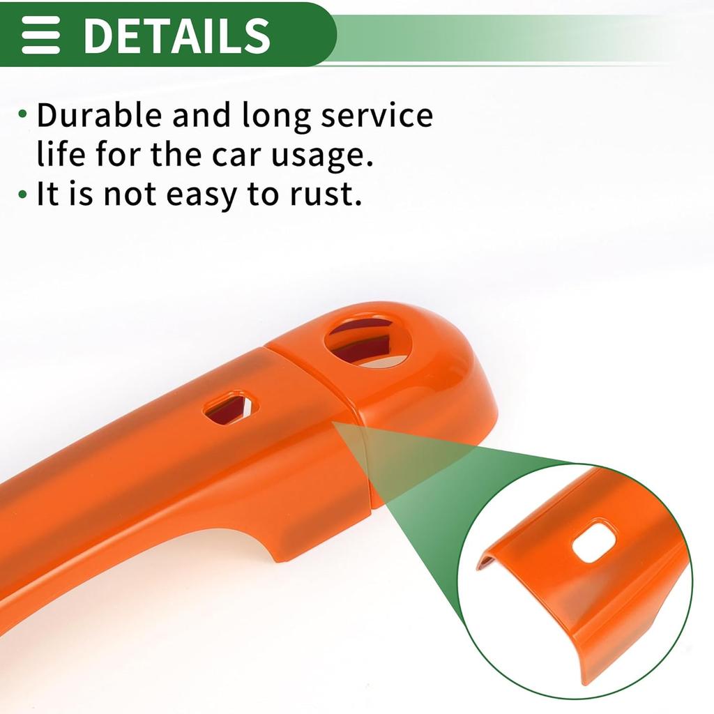 Motoforti Exterior Door Handle Cover Set, Decoration Trim for Jeep Renegade 2015-2021, ABS, Orange, 1 Set