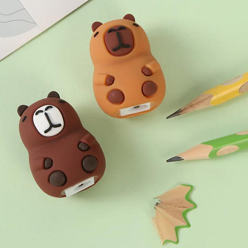 Capybara Pencil Sharpener Cartoon PVC Pencil Sharpener Flexible Portable Students Stationery Supplies Teacher Rewards Gift