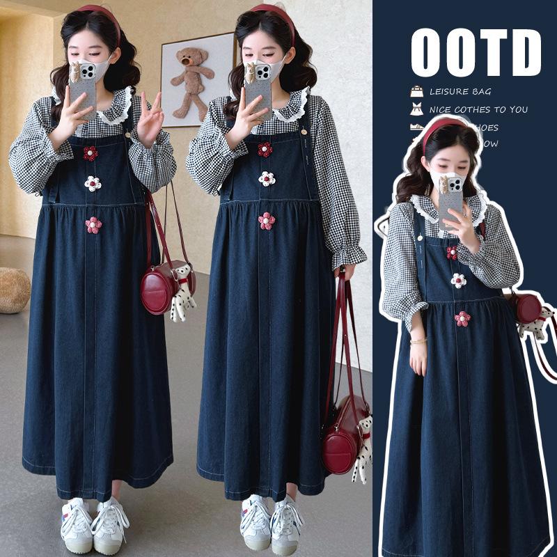 2026 Trendy Loose Spring Doll Collar Shirt & Korean Style Denim Overalls XL