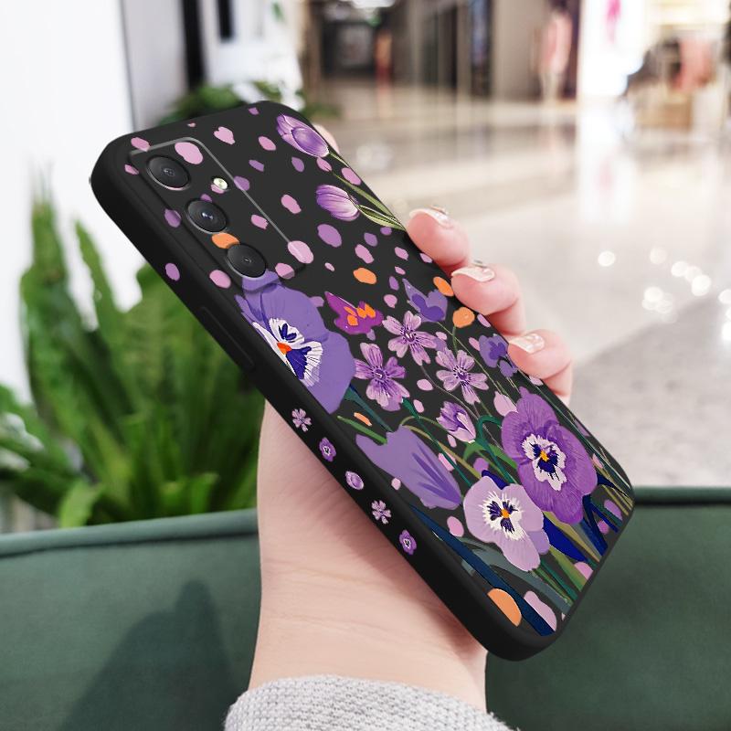 

Purple Charm Tulip Phone Case For Samsung Galaxy A37 A57 Liquid Silicone Cover Samsung A57 чорний