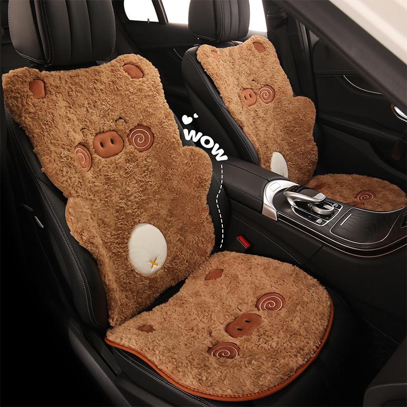 Warmer Plüsch Schwein Cartoon Rücksitzkissen - Winter Wrap-Around