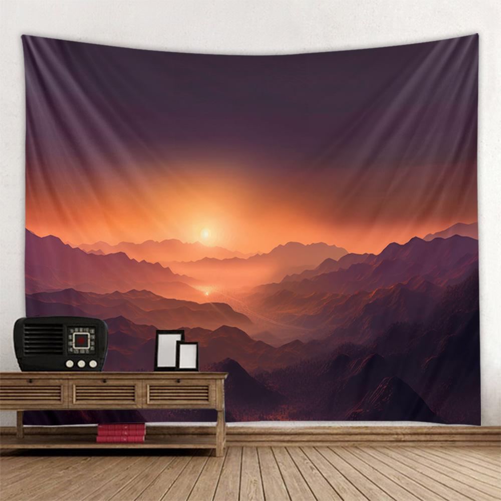 Mountains, Rivers, Forests, Sunrise Tapestry, Living Room, Bedroom, Dormitory, Art Background Cloth Poster For Wall Decoration