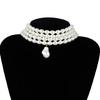 Simulated Pearl Necklaces Statement Bridal Choker Multi-Layer Pearl Necklace