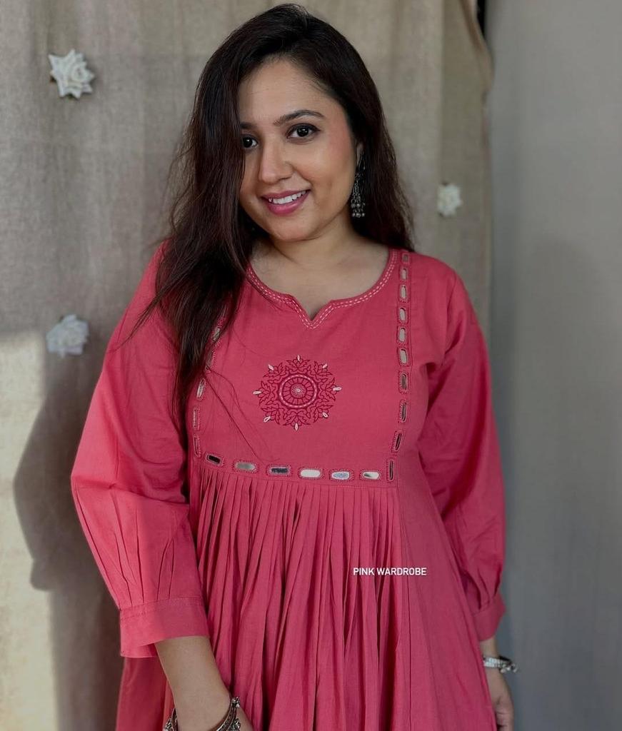 Indian Designer Pure Cotton Kurta Pant Set Women Bollywood Top Tunic Kurti Dress