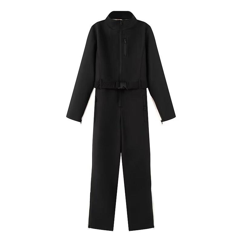 

Ski Series Fashionable Waist-Cinching Jumpsuit Cotton Jacket Large чорний