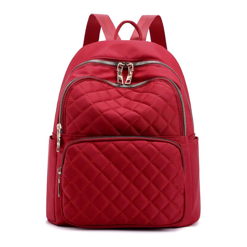 Casual Minimalist Zipper Backpack Quilted Detail Rucksack Women's All-Match Travel Storage Bag